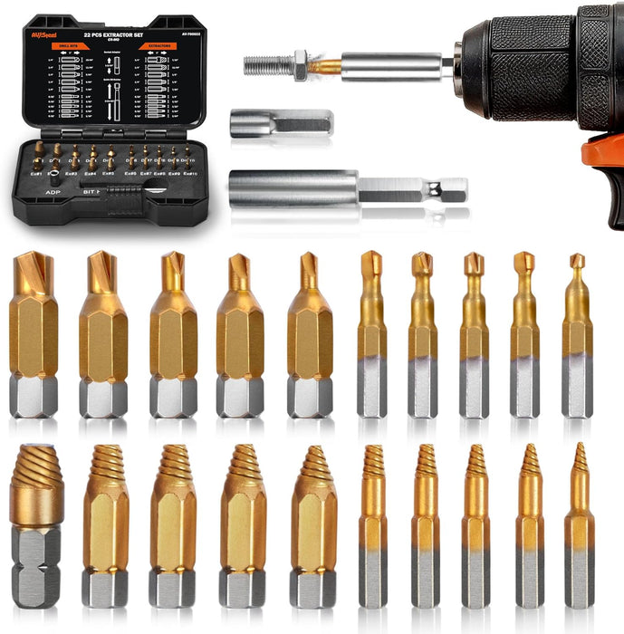 22-Piece Screw Extractor Set – Easy Out Kit with Magnetic Extension and Socket Adapter