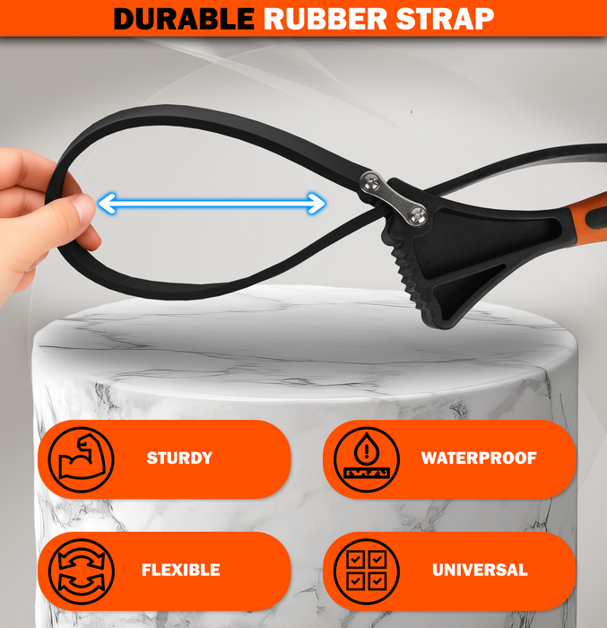 Rubber Strap Wrench 2pcs, Adjustable Oil Filter Strap Wrench with Reinforced Belt, Max Diameter 4" and 6"