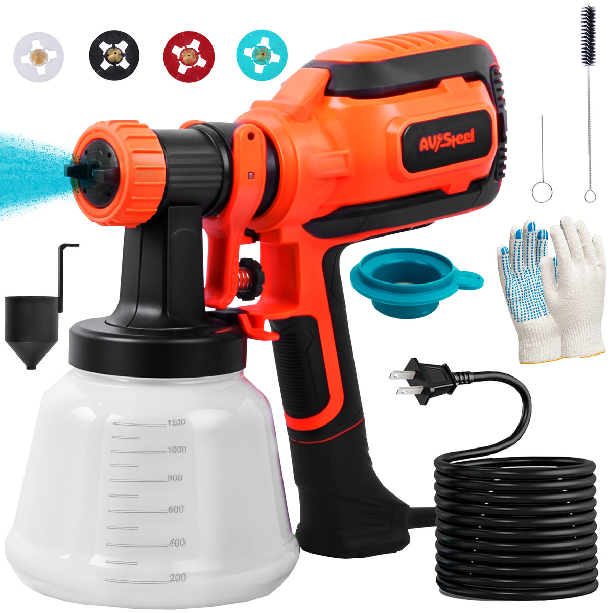 700W HVLP Electric Paint Sprayer for House Painting with 4 Copper Nozz ...