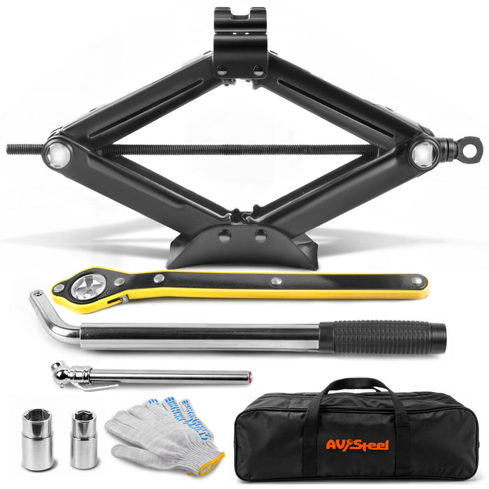 3-Ton Scissor Jack Kit - Portable Car Lift Jack with Extended Ratcheting Handle and L-Wrench for Cars, SUVs, MPVs, Sedans