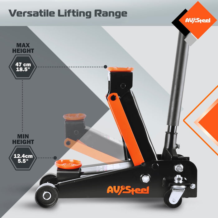 3 Ton Heavy Duty Floor Jack (6600 lbs) – Hydraulic Car Jack with Single Piston Pump, Quick Lift and Lifting Range from 5.5'' to 18.5