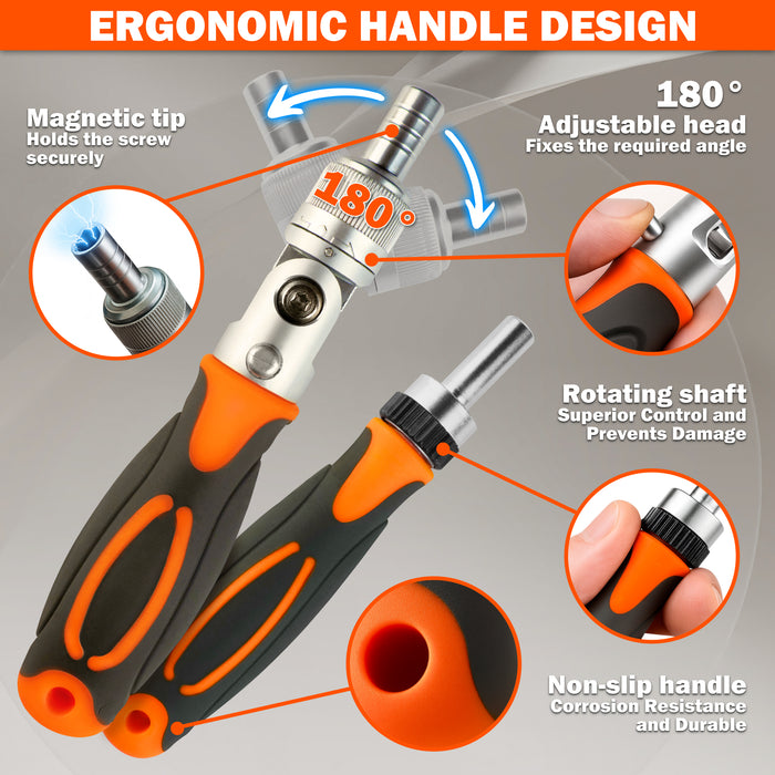 Ratcheting Screwdriver Set 68-in-1, Magnetic Screwdriver Set with Portable Storage Case