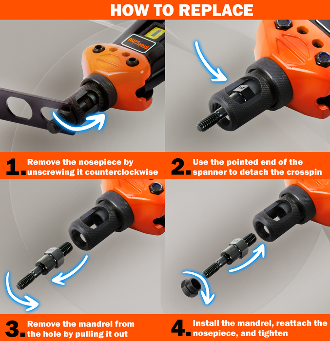 AV Steel 16'' Rivet Nut Tool Kit, Including 12 Upgraded Interchangeable Mandrels & 200Pcs Nuts