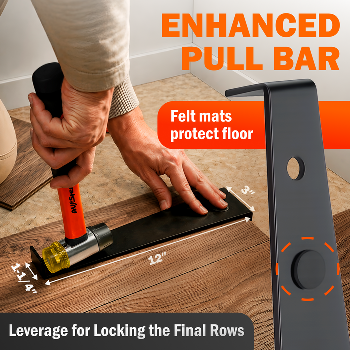 43-Piece Laminate Flooring Tools, Durable Pull Bar, Solid Double Sided Tapping Block, 40 Spacers, 33mm Double-Faced Mallet for Laminate, Hardwood, Vinyl