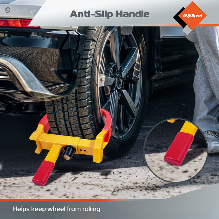 AV Steel Universal Heavy-Duty Wheel Lock – Adjustable Anti-Theft Tire Clamp for Vehicles