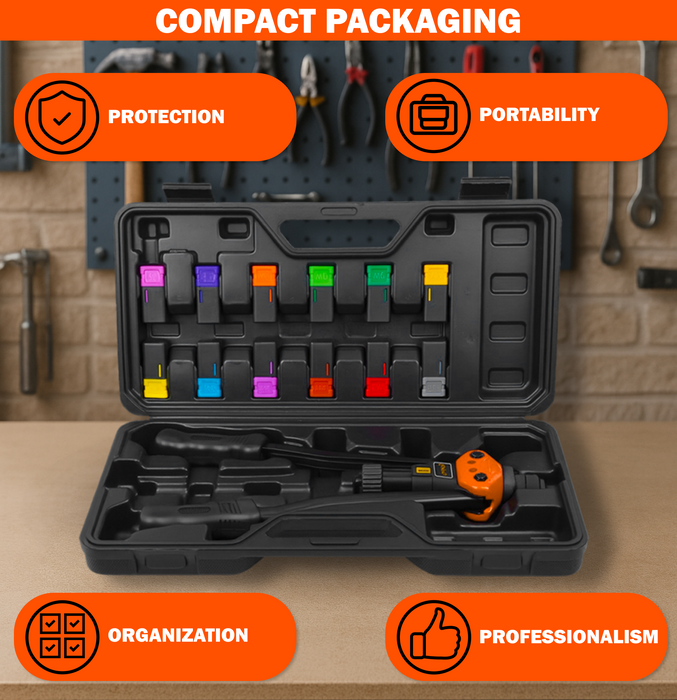 AV Steel 16'' Rivet Nut Tool Kit, Including 12 Upgraded Interchangeable Mandrels & 200Pcs Nuts