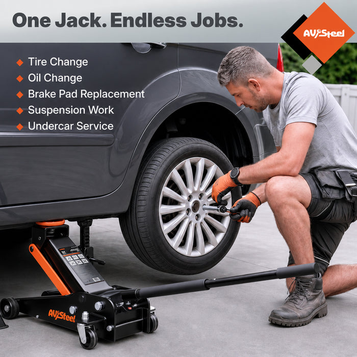 3 Ton Heavy Duty Floor Jack (6600 lbs) – Hydraulic Car Jack with Single Piston Pump, Quick Lift and Lifting Range from 5.5'' to 18.5