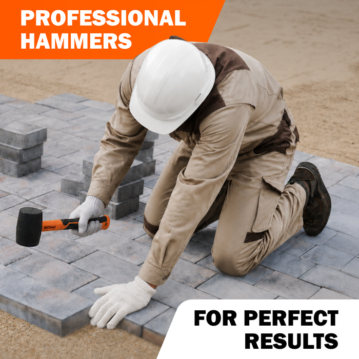 2-Pack Rubber Mallet Hammer Set, 16oz Rubber Hammer & 33mm Double-Faced Soft Mallet with Replaceable Heads and Gloves, Fiberglass Handle, Damage-Free for Flooring, Tile, Woodworking