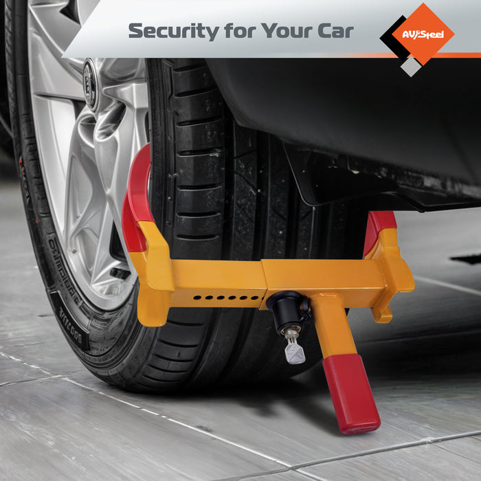 AV Steel Universal Heavy-Duty Wheel Lock – Adjustable Anti-Theft Tire Clamp for Vehicles