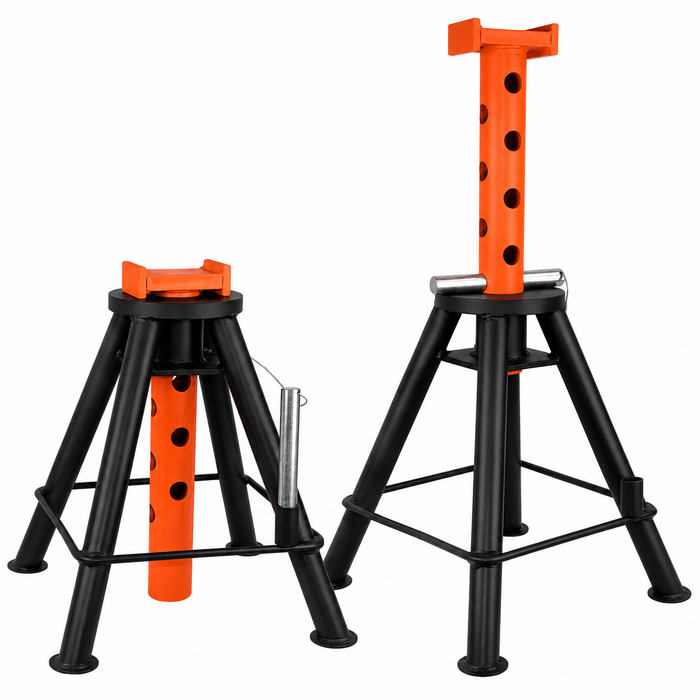 Reinforced Jack Stands, 10 Ton, Heavy-Duty Steel, Solid Locking Pin, Range 18-5/8" to 31"