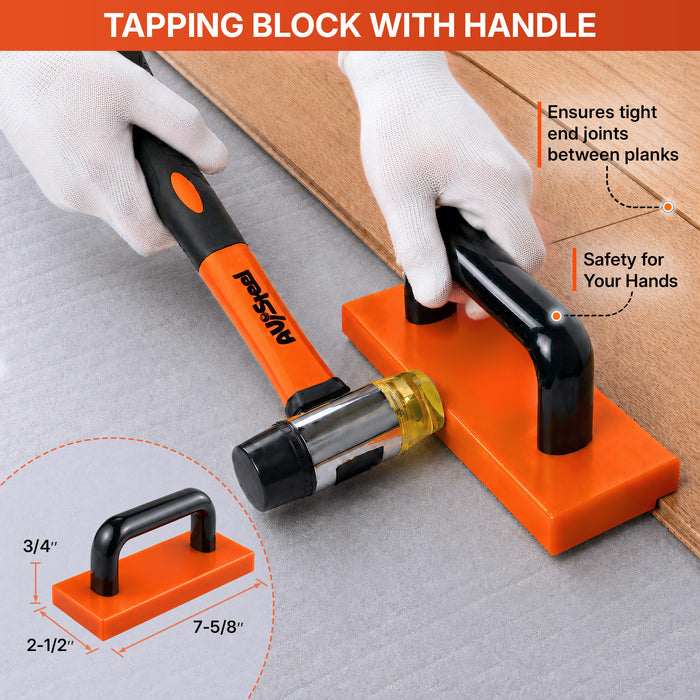 45-Piece Laminate Flooring Tools, Heavy Pull Bar, Solid Tapping Block with Handle, 40 Spacers, 33mm Double-Faced Mallet, Contour Gauge, 16FT Tape Measure for Laminate, Hardwood, Vinyl
