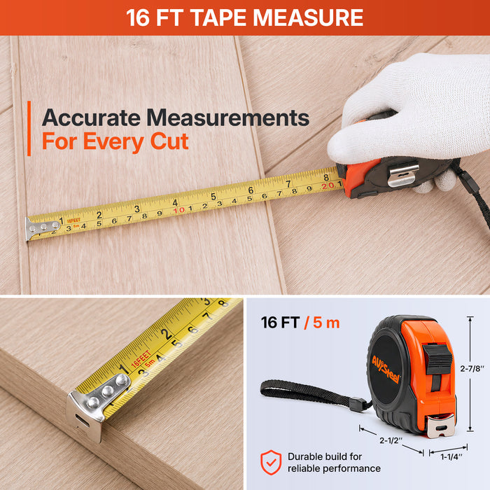 45-Piece Laminate Flooring Tools, Heavy Pull Bar, Solid Tapping Block with Handle, 40 Spacers, 33mm Double-Faced Mallet, Contour Gauge, 16FT Tape Measure for Laminate, Hardwood, Vinyl
