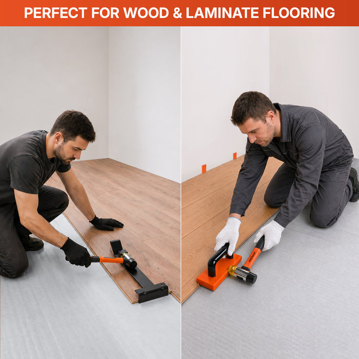 45-Piece Laminate Flooring Tools, Heavy Pull Bar, Solid Tapping Block with Handle, 40 Spacers, 33mm Double-Faced Mallet, Contour Gauge, 16FT Tape Measure for Laminate, Hardwood, Vinyl
