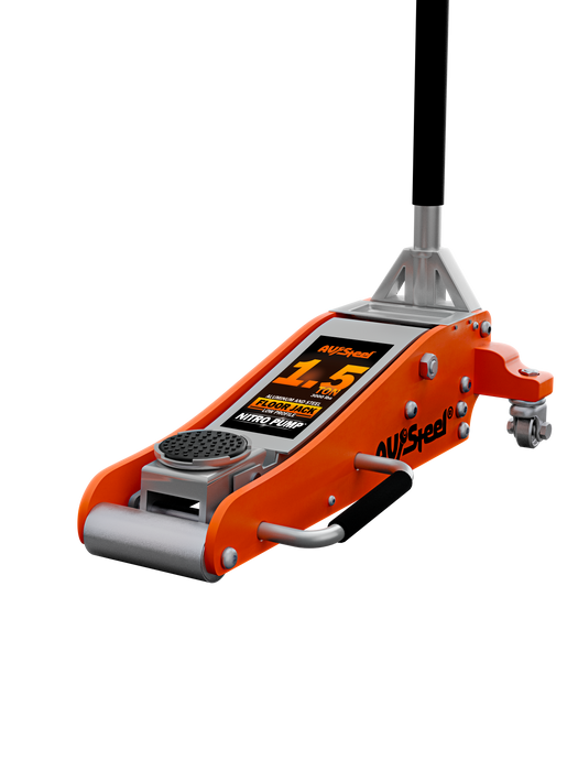 Aluminum and Steel Floor Jack 1.5 Ton, Low Profile, Dual Piston Pump, Lifting Range 3-1/8" to 14"