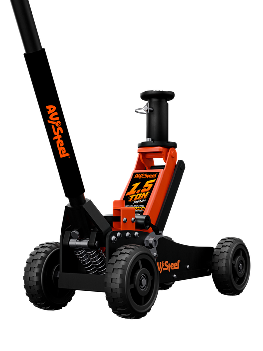 Aluminum and Steel Off-Road Floor Jack, 1.5 Ton, Big Wheels, Extension Adapter, Lifting Range 6-1/8" to 22-1/4"