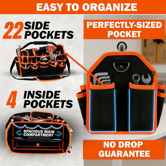 16 Inch Electrician Tool Bag With 26 Pockets Foldable Open Top Tool B 16-inch-electrician-tool-bag-with-26-pockets-foldable-open-top-tool-b