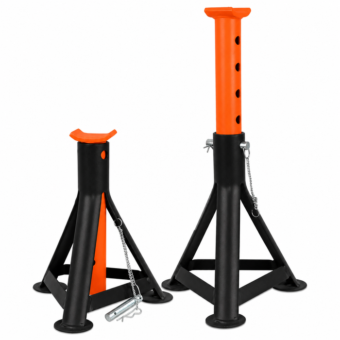 Tripod Jack Stands, 2 Ton, Heavy-Duty Steel, Solid Locking Pin, Range 10-3/8" to 14-3/8"