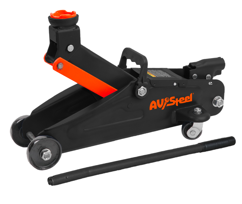 Steel Trolley Jack 2 Ton, Single Piston Pump, Solid Storage Case, Lifting Range 5-1/8" to 13"