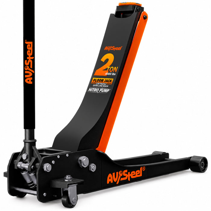 Low Profile Floor Jack 2 Ton (4,000 lbs), Lift Range 3" to 24-3/8" for Cars & Light SUVs, Hydraulic Steel Floor Jack with Dual Piston Pump - Not for Trucks, Heavy SUVs or RVs
