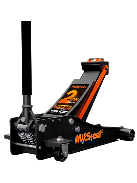 Steel Floor Jack 2 Ton, Low Profile, Dual Piston Pump, Lifting Range 3-3/8" to 16-7/8"