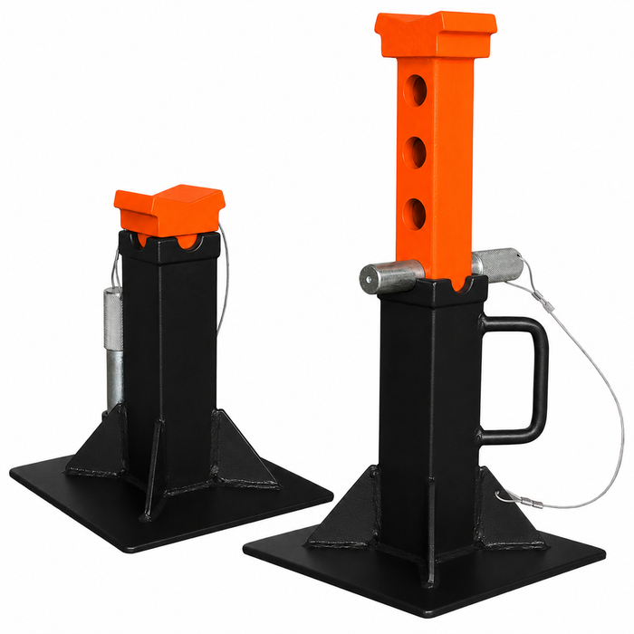 Jack Stands 22 Ton, Heavy-Duty Steel, Solid Locking Pin, Wide Base, Range 13-1/4" to 19-5/8"