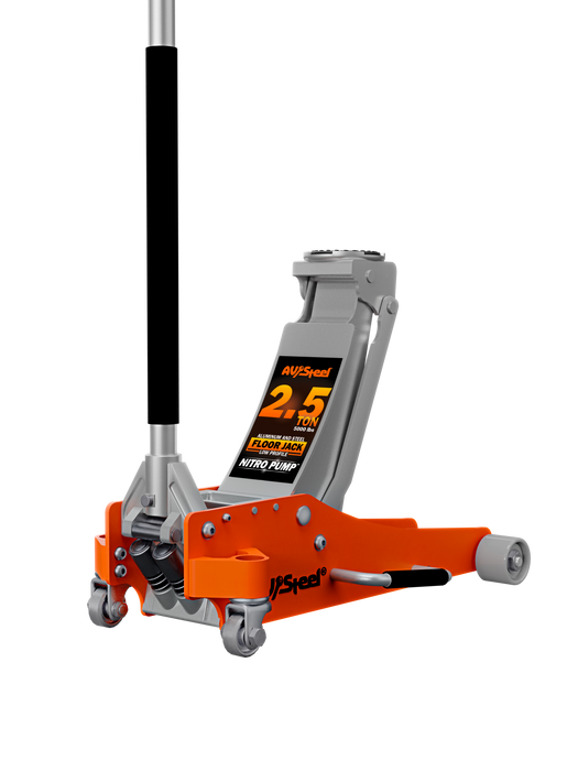 Aluminum and Steel Floor Jack 2.5 Ton, Low Profile, Dual Piston Pump, Lifting Range 3-3/4" to 18-3/8"