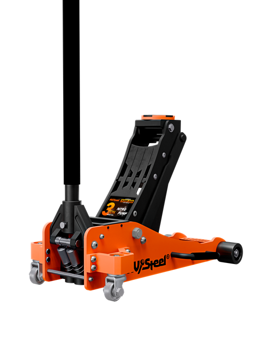 Aluminum Floor Jack, 3 Ton, Low Profile, Dual Piston Pump, Lifting Range 3-3/4" to 18-1/2"