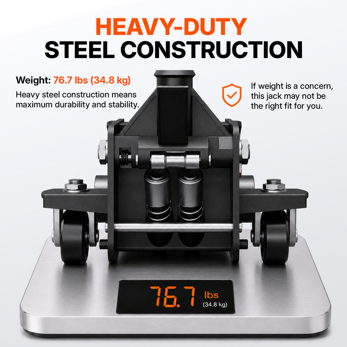 Low Profile Floor Jack 3 Ton (6,000 lbs), Lift Range 3" to 19-7/8" for Cars, Minivans & Standard SUVs, Hydraulic Steel Floor Jack with Dual Piston Pump, Foot Pump - Not for Heavy-Duty Trucks