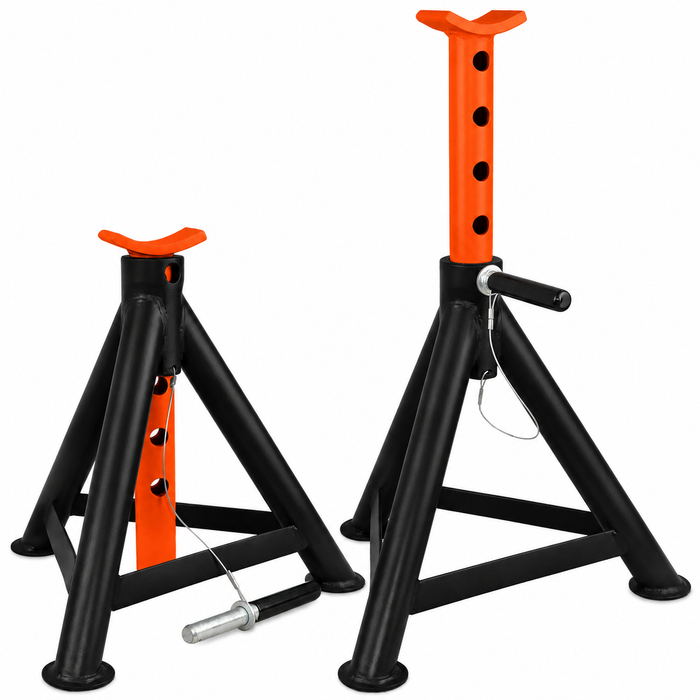 Tripod Jack Stands, 8 Ton, Heavy-Duty Steel, Solid Locking Pin, Range 15-1/8" to 23-5/8"